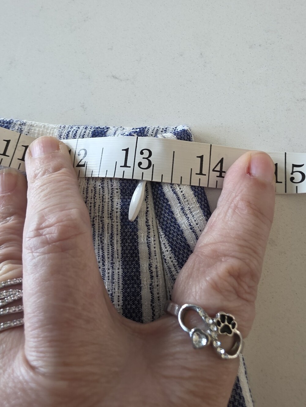 Moon River Blue and White Striped Asymmetrical Skirt w/Fringe Size Small - Picture 7 of 9